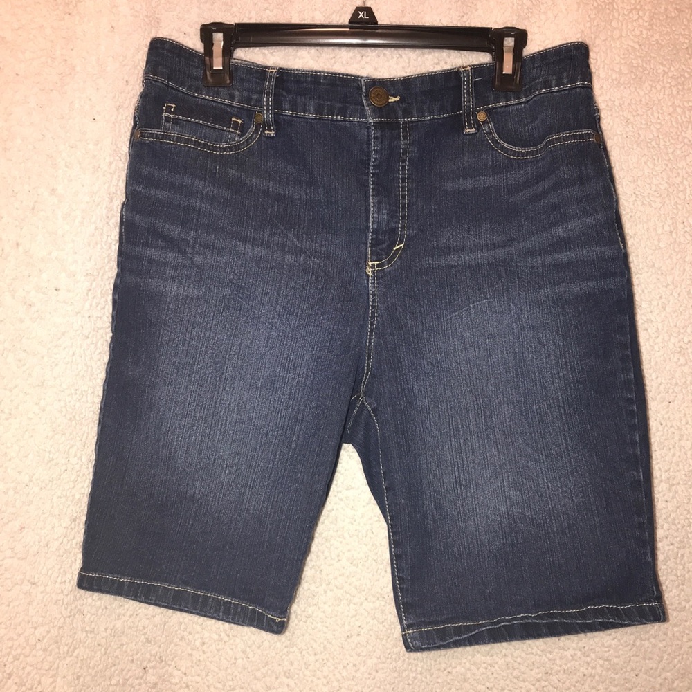 Denim knee length shorts